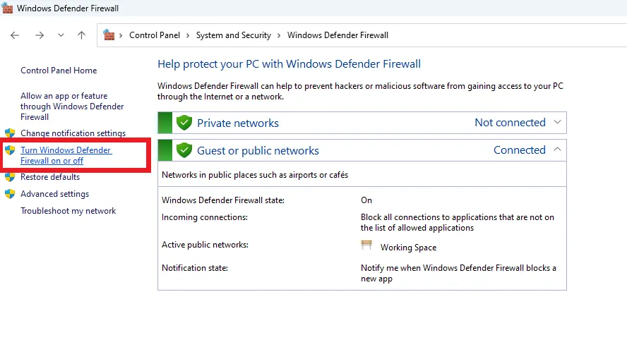 how to turn off windows 11 firewall