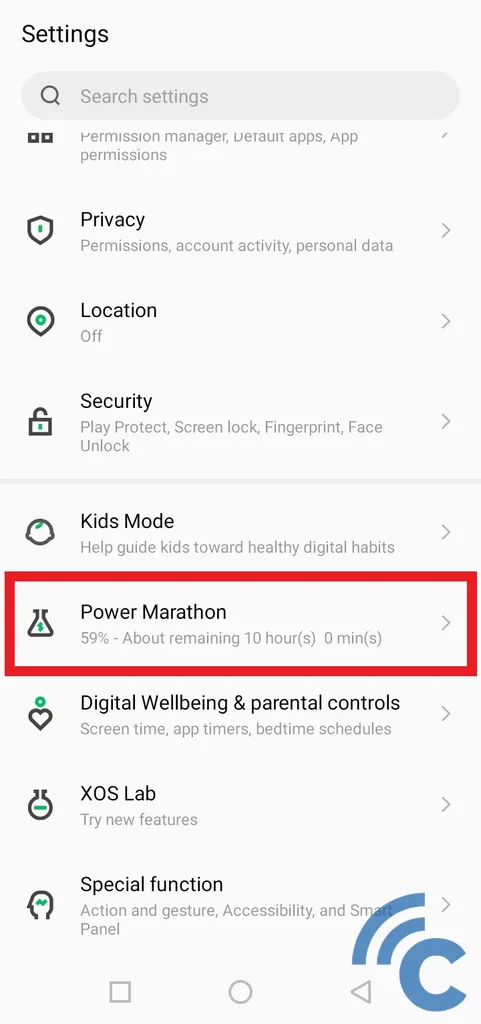 how to display infinix cellphone battery percentage