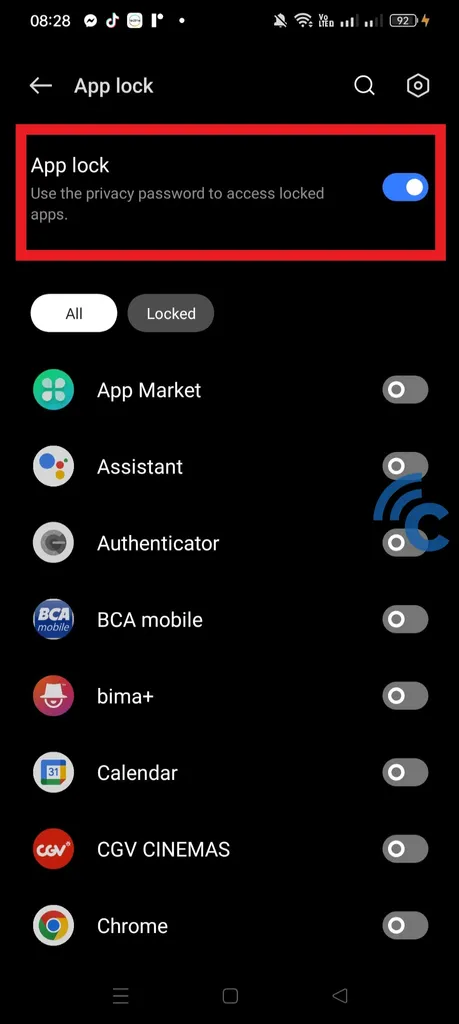 how to lock realme cellphone applications